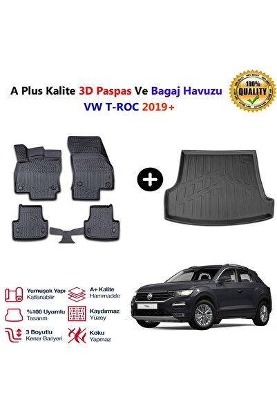 beyaztuning Vw TRoc 3D Paspas Havuzlu Ve Bagaj Havuzu seti 2019 Sonrası