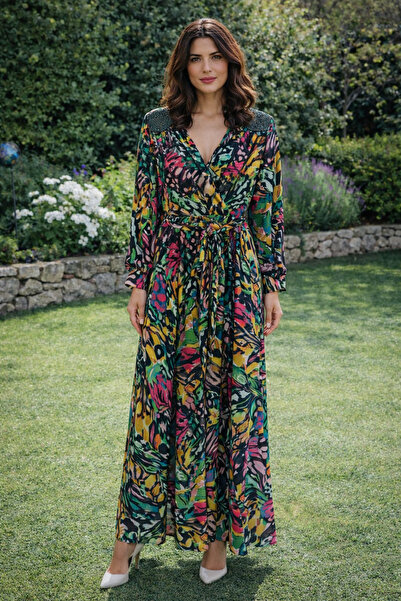 GARNİ Φόρεμα με λουλουδάτο σχέδιο με λεπτομέρεια στον αστράγαλο και τη μέση μ...