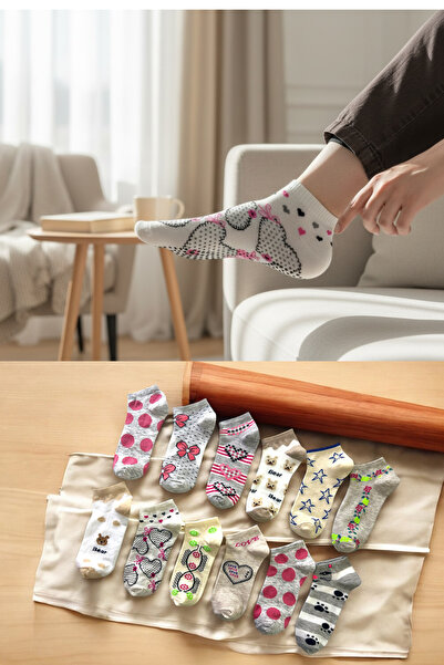 KAYSSOCK Set de 8 șosete din bumbac cu modele pentru femei, confortabile, res...