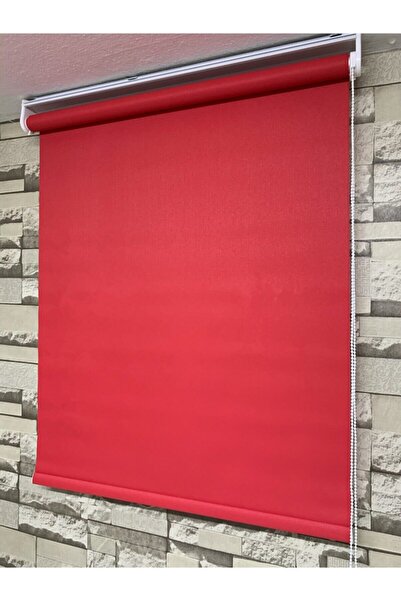 PERDECİNİZ Mat Stor Perde Kırmızı Renk Alüminyum Kasa(etek Düz) ENXBOY