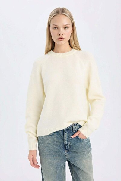 DeFacto Regular Fit Crew Neck Basic Plain Knitwear Sweater D0035Ax24Wn
