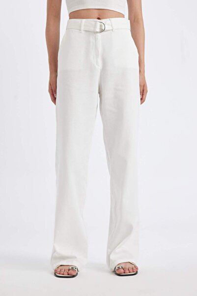 DeFacto Wide Leg Double Pocket High Waist Standard Length Modal Wide Loose Le...