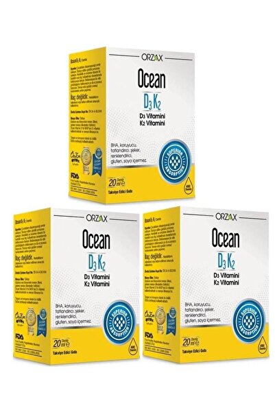 Ocean Orzax Ocean D3K2 Damla 20 ML x 3 Adet