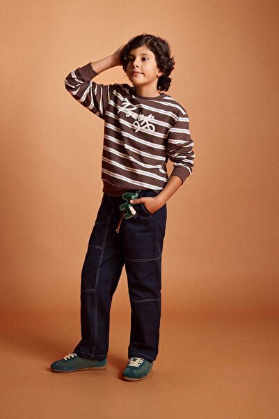 DeFacto Boy's 2-Piece Set Striped Sweatshirt Jean Pants G4682A825Wn