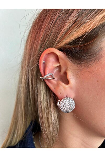 Asteria Jewelry Silver Zircon Sea Shell Earrings