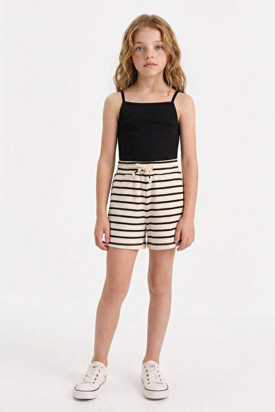DeFacto Kız Çocuk Beli Lastikli Çizgili Şort A2466A825HS