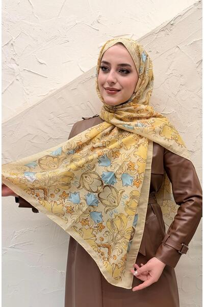 efdal şal eşarp Șal din bumbac Aqua cu model de lalele