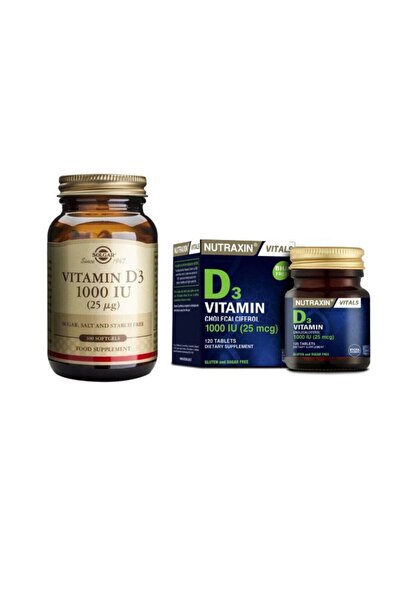 Solgar مجموعة فيتامين د3 1000 وحدة دولية مكونة من 2 - 100 كبسولة + 120 قرص ني...