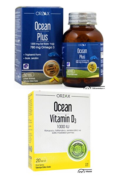 Ocean Ocean Plus Omega3 1200mg 50 Kapsül Ve Ocean Vitamin D3 1000ıu Sprey 20ml