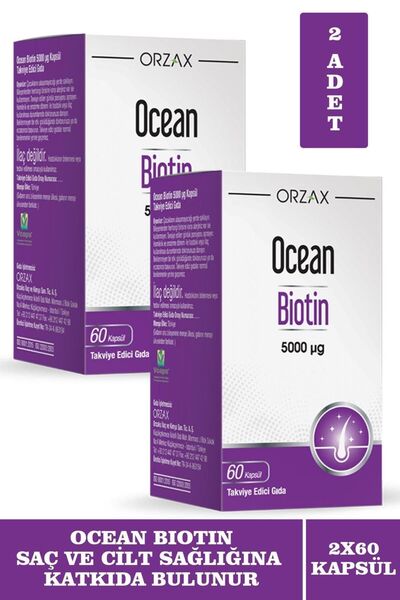 Orzax Ocean Biotin 5000 mcg 60 Kapsül 2 Adet