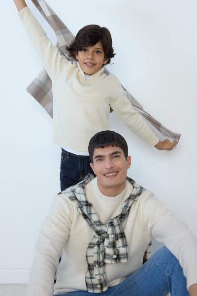 DeFacto Pulover tricotat cu jumătate de fermoar pentru băieți G3023A825AU