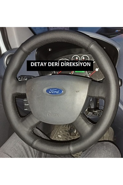 Detay Direksiyon kılıfı Ford Focus 2 - Transit 2007 Spor Desen Siyah Dikiş