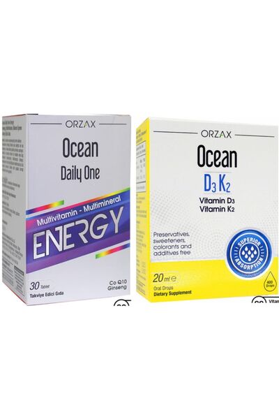Ocean Vitamin D3k2 Damla 20 Ml + Daily One Energy 30 Tablet