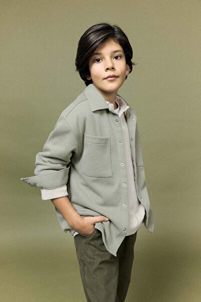 DeFacto Cămașă cu mânecă lungă, cu guler polo, oversize, pentru băieți F3799A...