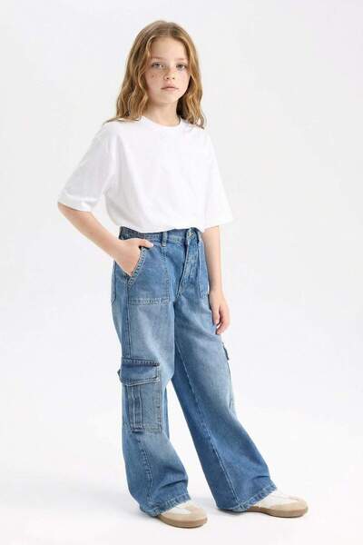 DeFacto Cargo-Jeanshose mit weitem Bein für Mädchen C8540A824AU