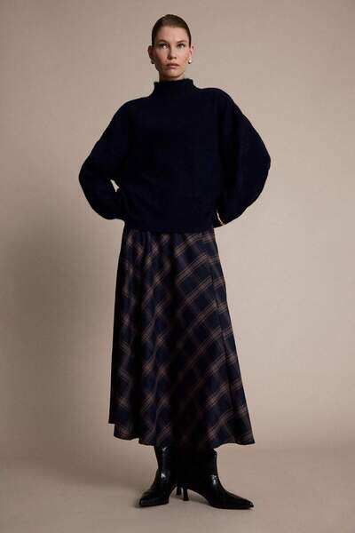 DeFacto A-Line Checkered Regular Waist Midi Skirt G6908Ax25Wn