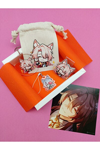 Genshin Impact Honkai Star Rail Jiaoqiu kese, anahtarlık, magnetli kitap ayra...