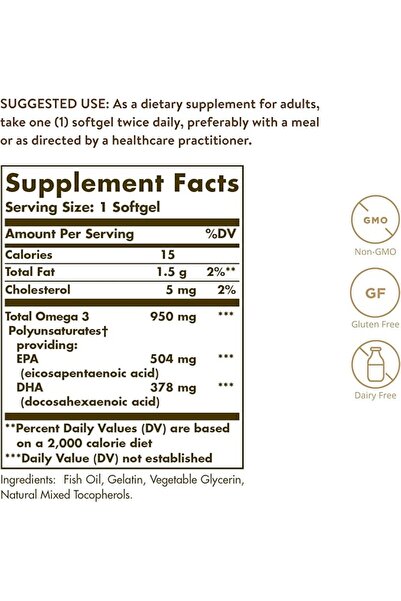 Solgar Omega 3 950mg 50 Yumuşak Kapsül