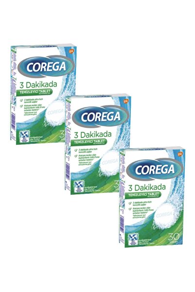 Corega 3 Dakikada Temizleyici 30 Tablet 3'lü