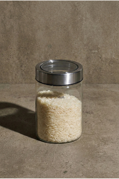 Perotti Cassetto 900 ml Stainless Steel Borosilicate Glass Jar with Lid 10X15 cm
