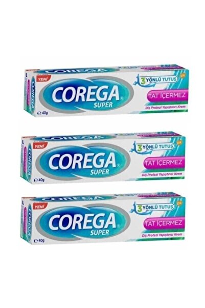 Corega Süper Diş Protezi Yapıştırıcı Tat İçermez Krem 40 Gr 3'lü