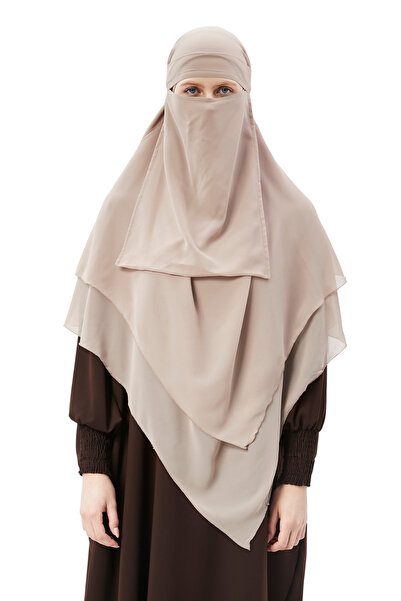 Altobeh Hazır Pratik Şifon Üç Katlı Peçeli Üçgen Hac Umre Şalı Sufle Hijab Ni...