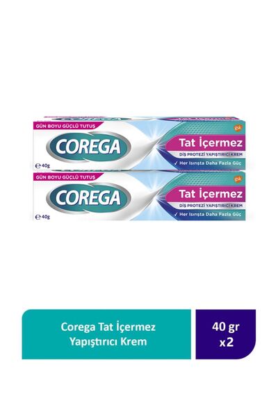 Corega Süper Diş Protezi Yapıştırıcı Tat İçermez Krem 40 Gr 2'li