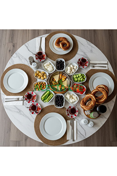 Alesta Life 80 Cm Çap - Beyaz Desenli Katlanabilir Yer Sofrası Hamur Açma Tah...