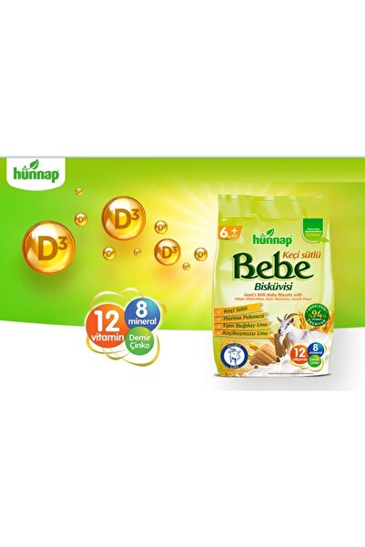 Hünnap Bebe Bisküvisi Keçi Sütlü 400gr 2 Li Set (TOPLAM 800GR)