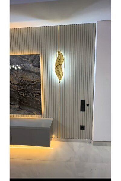 ASZEN Kuş Tüyü Duvar Apliği 62×18 cm Gold Siyah | 220V Elektrikli | ⚠️ Elektr...