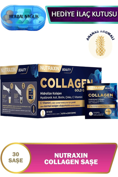 Nutraxin Collagen 10.000 Mg-(Tip1-Tip3) 30 Adet Saşe Kolajen Ananas Aromalı