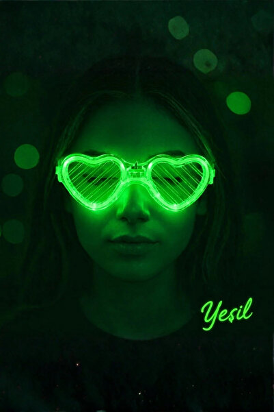 ReilaParty LED Işıklı Kalp Şekilli Panjur Gözlük 3 Modlu Neon Şerit Parti Göz...