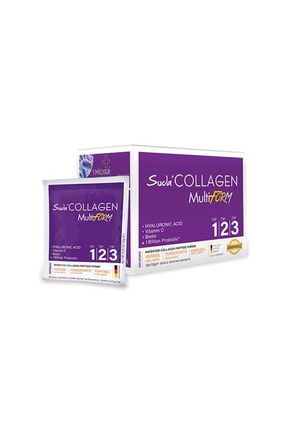 Suda Collagen مسحوق متعدد الأشكال غير منكه - النوع I-II-III كولاجين + بروبيوت...