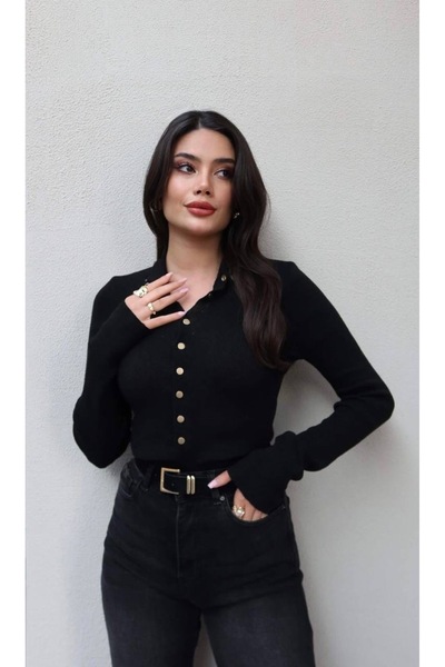 Mzr Collection BLUZĂ TRICOTATĂ DE DAMĂ CU APPLICAȚII CU NASTURI DORȚI