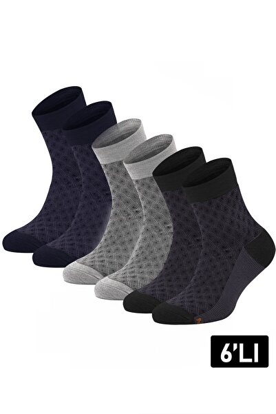 Just inner جوارب رجالية 6 قطع نصف كيس (بامبو)