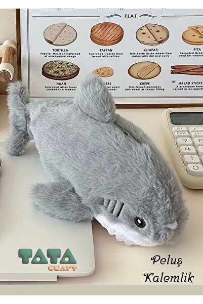 TATA CRAFT Kawaii Köpek Balığı Peluş Kalemlik Düzenleme Karakter Figür Çanta