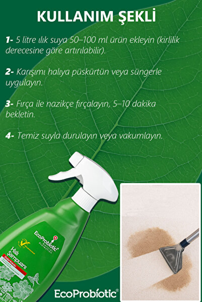 EcoProbiotic Halı Temizleme Şampuanı 500 ml | Organik, Leke & Kir Temizleyici
