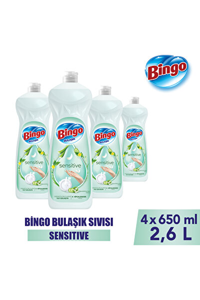 Bingo Sıvı Elde Bulaşık Deterjanı Sensitive 650ml X 4 Adet