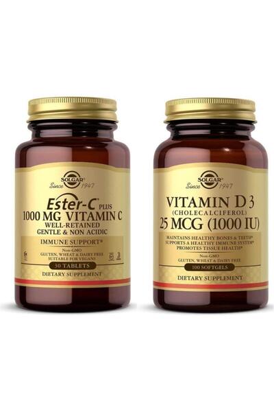Solgar Ester-c Plus 1000 Mg 30 Tablet + Vitamin D3 1000ıu 100 Kapsül