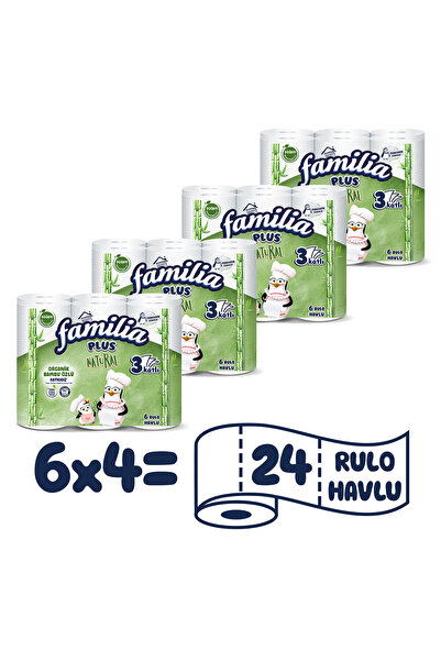 Familia Plus Natural Kağıt Havlu 24 Rulo (6 Rulo X 4 Paket)