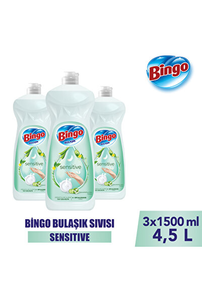 Bingo Sıvı Elde Bulaşık Deterjanı Sensitive 1500ml X 3 Adet
