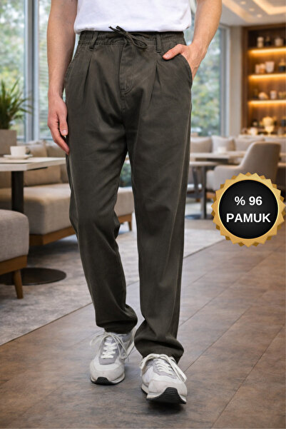 HAKİ İPLİ BELİ LASTİKLİ BAGGY PANTOLON