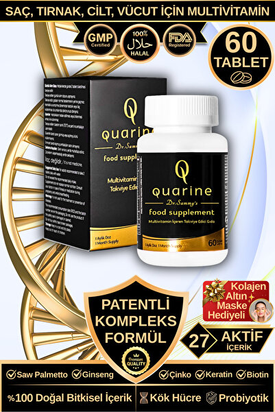 Dr.Sammy's Quarine Saç,Tırnak,Cilt,Vücut Vitamini Bitkisel Tablet Kök Hücre,G...