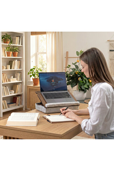 Vigo Wood Minderli Egim Ayarlanabilir Çekmeceli Mousepad Laptop Sehpası Ceviz-LS051