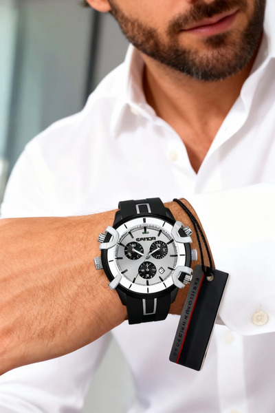 Sanda Siyah Erkek Kol Saati, Su geçirmez, Kalın Kordon