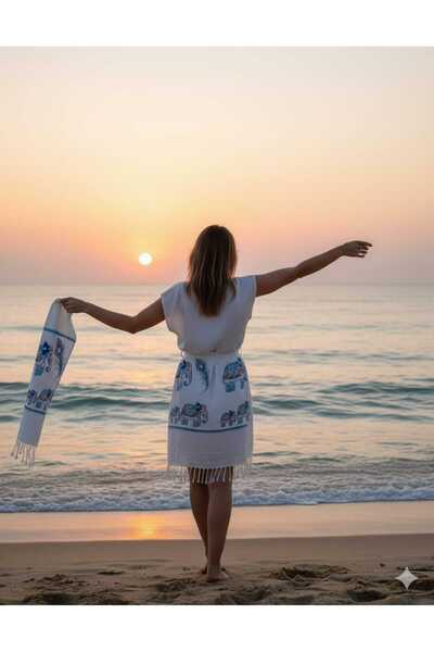 Nevin Acar Σετ μπουρνούζι και πετσέτα παραλίας Kimona Peshtemal 2 τεμαχίων