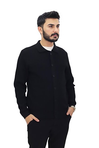 Elchee Чоловічий чорний трикотажний піджак на ґудзиках