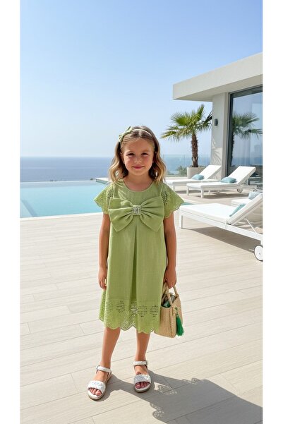 HÇ Hülya Çelik KİDSWEAR 2018 ROCHIE DE BUMBAC VERDE PENTRU FATA