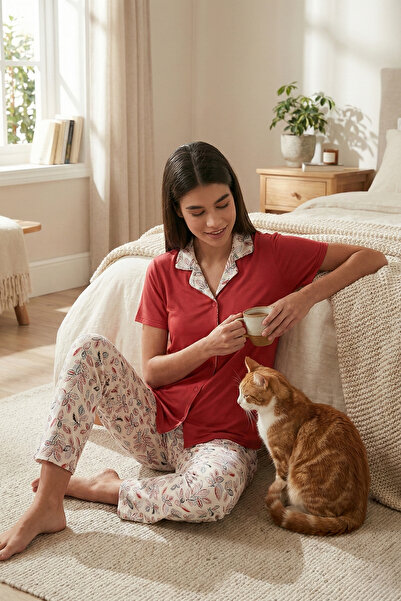 Lela Set de pijamale cu mâneci scurte cu guler cămașă cu croială normală SET ...