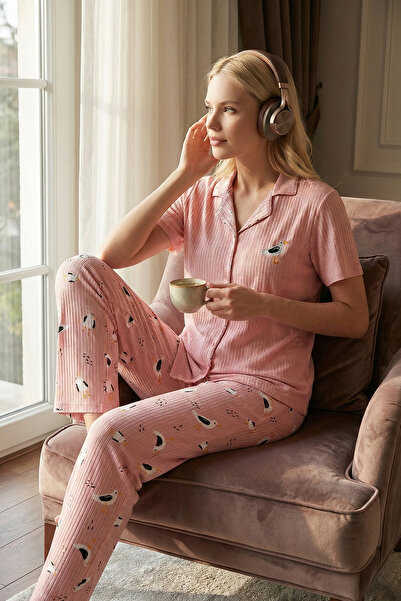 Lela Regular Fit Gömlek Yaka Kısa Kollu Pijama Takımı PİJAMA TAKIMI 65740102